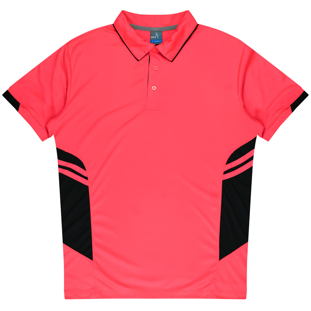 House of Uniforms The Tasman Polo | Kids | Short Sleeve | Neon Base Aussie Pacific Neon Pink/Black