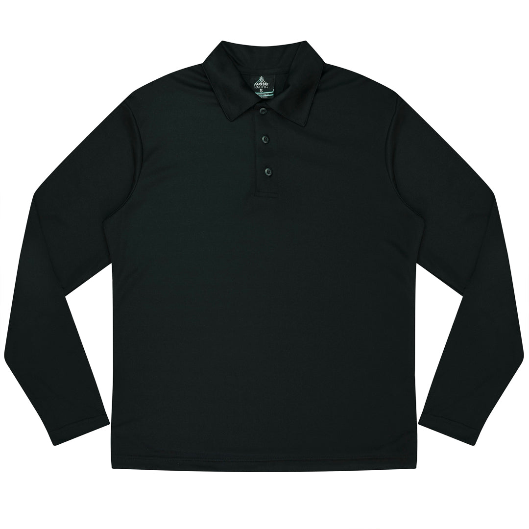 House of Uniforms The Botany Polo | Kids | Long Sleeve Aussie Pacific Black