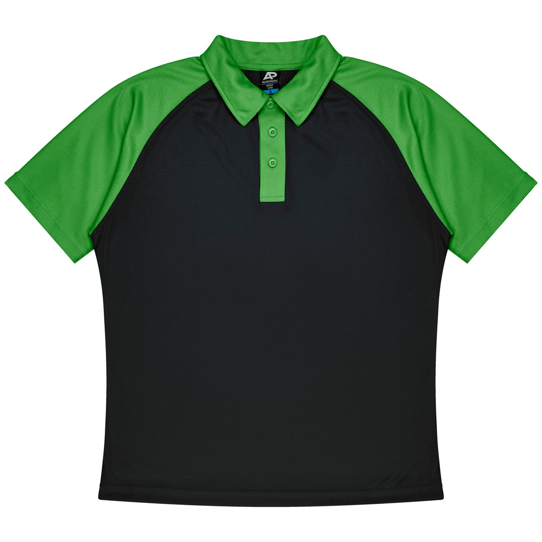 House of Uniforms The Manly Beach Polo | Kids | Short Sleeve Aussie Pacific Black/Kawa Green