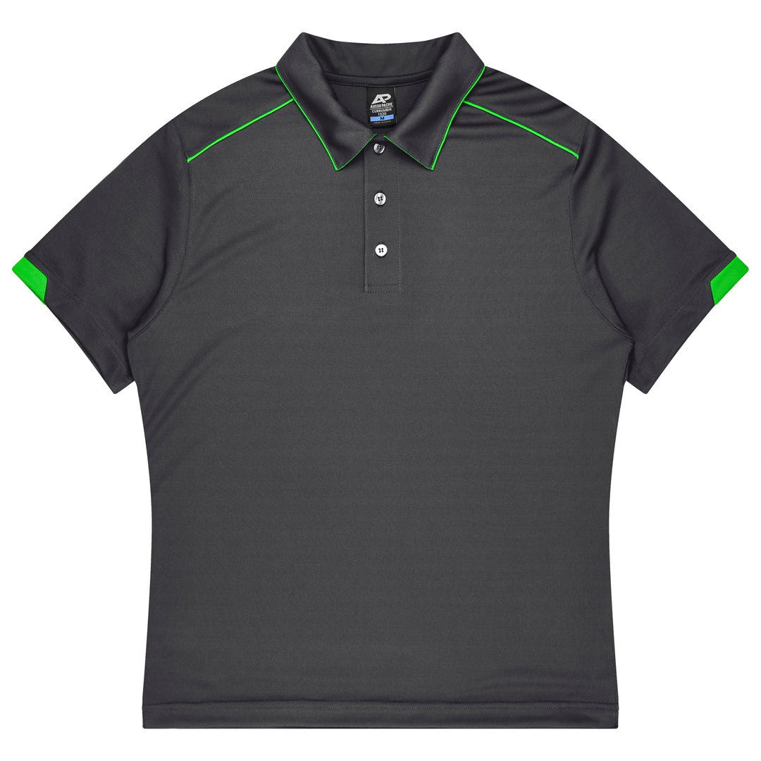 House of Uniforms The Currumbin Polo | Kids | Short Sleeve Aussie Pacific Slate/Neon Green