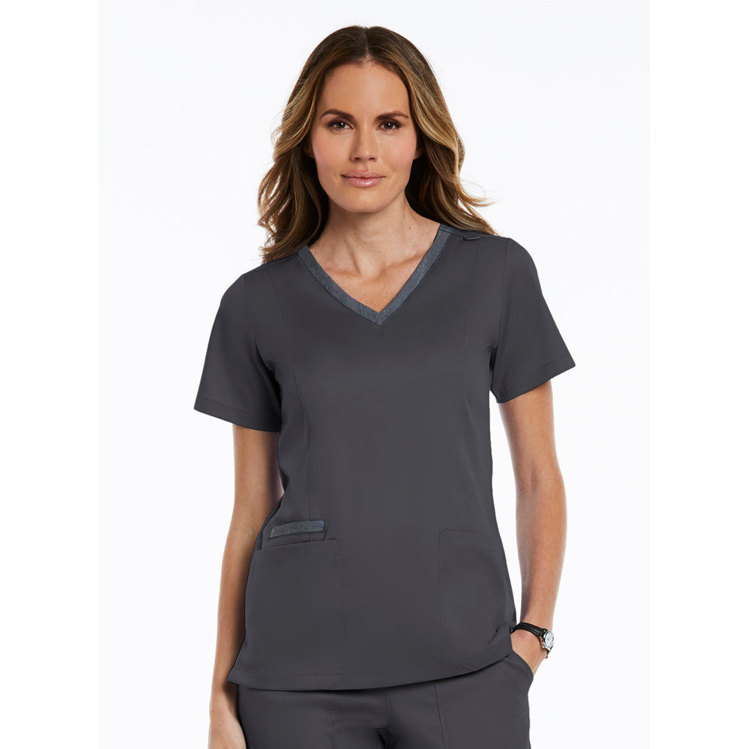 House of Uniforms The Matrix Double Contrast Scrub Top | Ladies Maevn Pewter