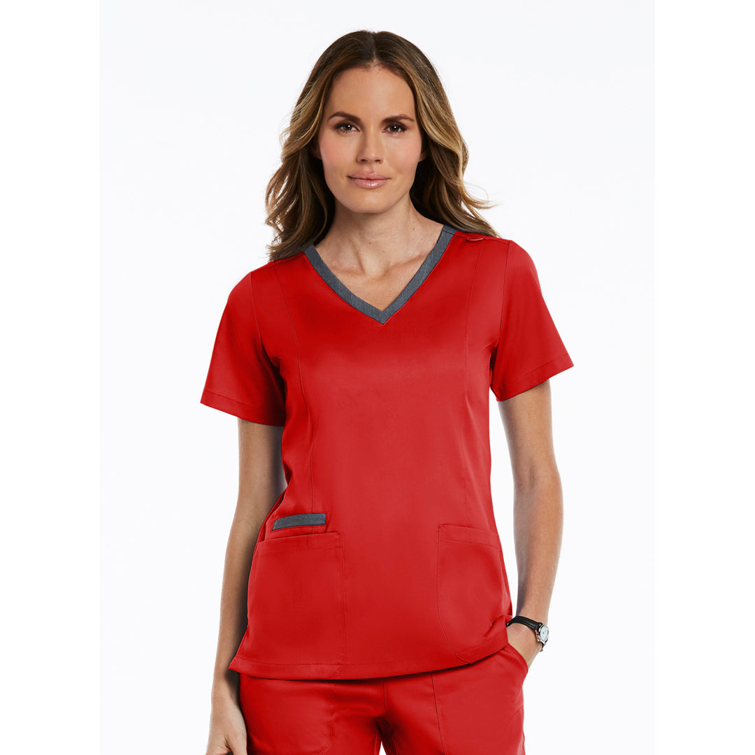 House of Uniforms The Matrix Double Contrast Scrub Top | Ladies Maevn Red