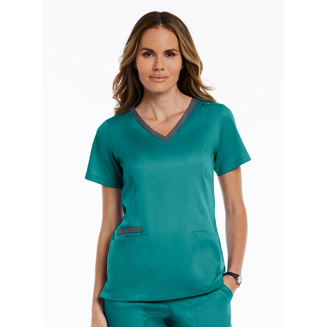 House of Uniforms The Matrix Double Contrast Scrub Top | Ladies Maevn Teal