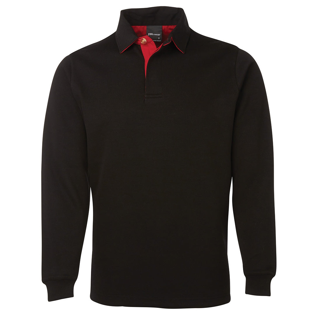 House of Uniforms The 2 Tone Rugby Top | Adults Jbs Wear Black/Red