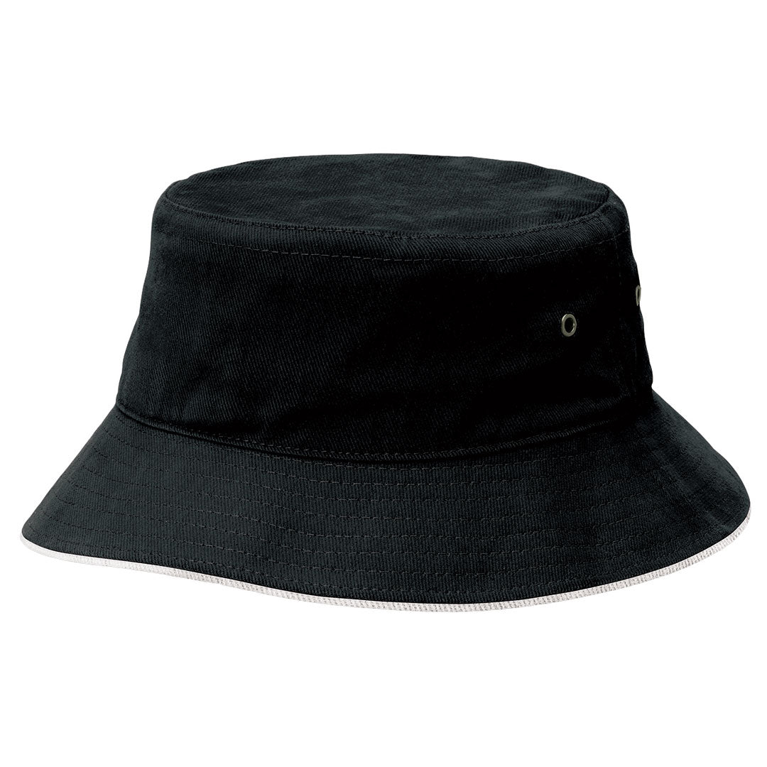 House of Uniforms The Sandwich Brim Bucket Hat | Adults Legend Black/White