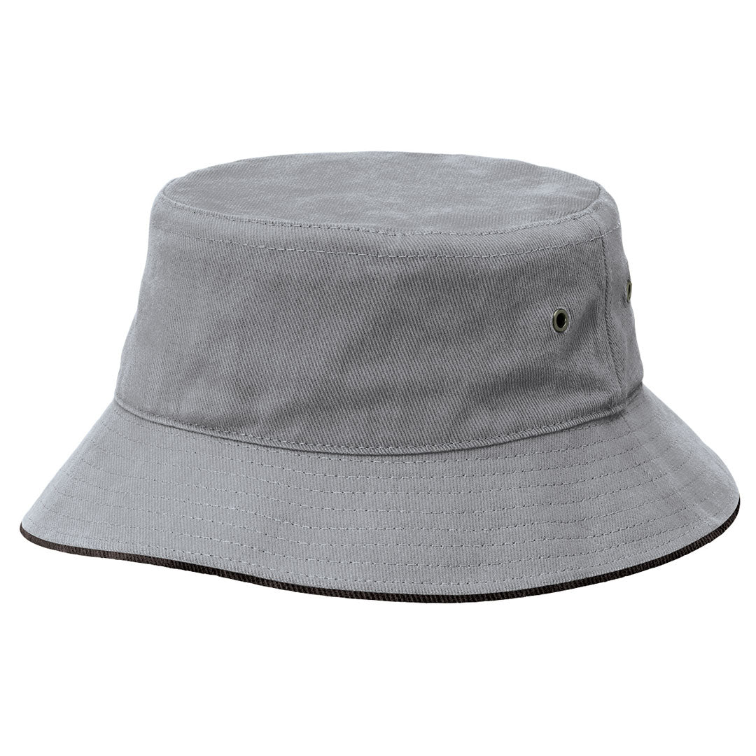 House of Uniforms The Sandwich Brim Bucket Hat | Adults Legend Grey/Black
