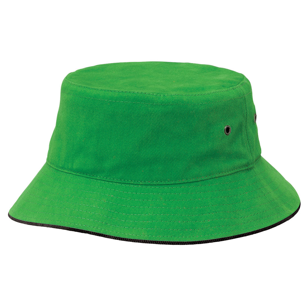 House of Uniforms The Sandwich Brim Bucket Hat | Adults Legend Lime/Black