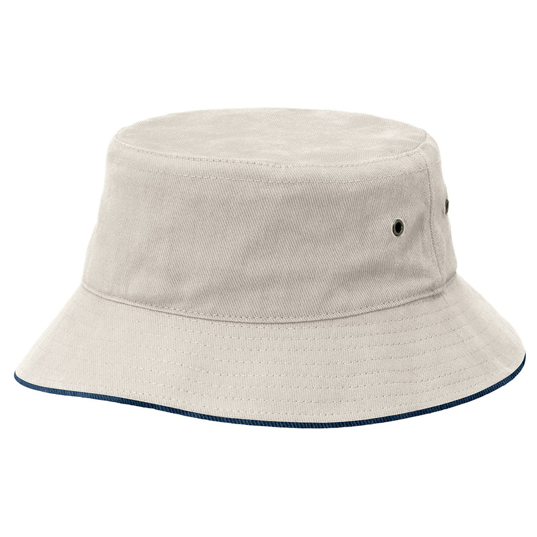House of Uniforms The Sandwich Brim Bucket Hat | Adults Legend Natural/Navy