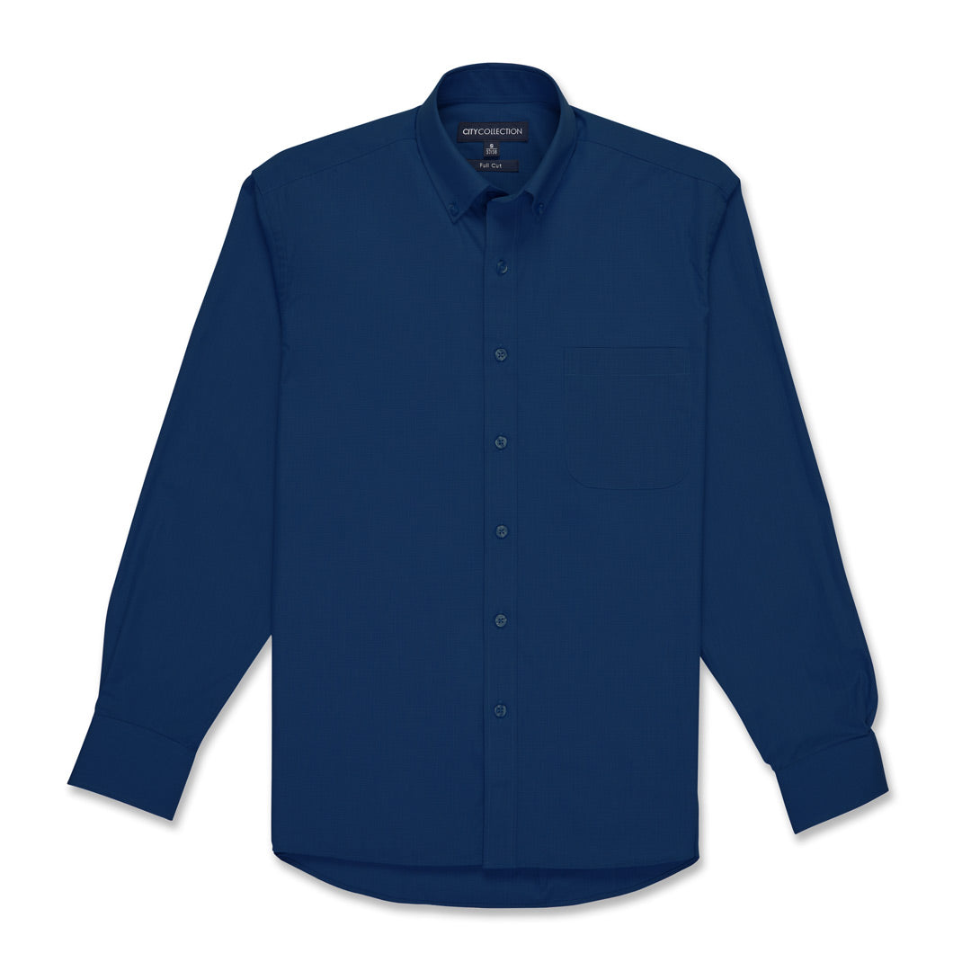 House of Uniforms The Micro Check Shirt | Mens | Long Sleeve City Collection Navy
