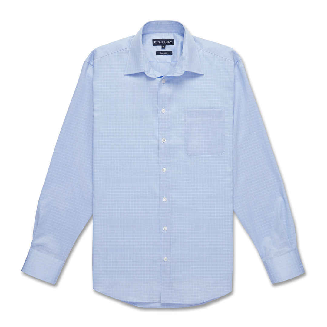 House of Uniforms The ETI Capri Check Shirt | Mens City Collection Light Blue