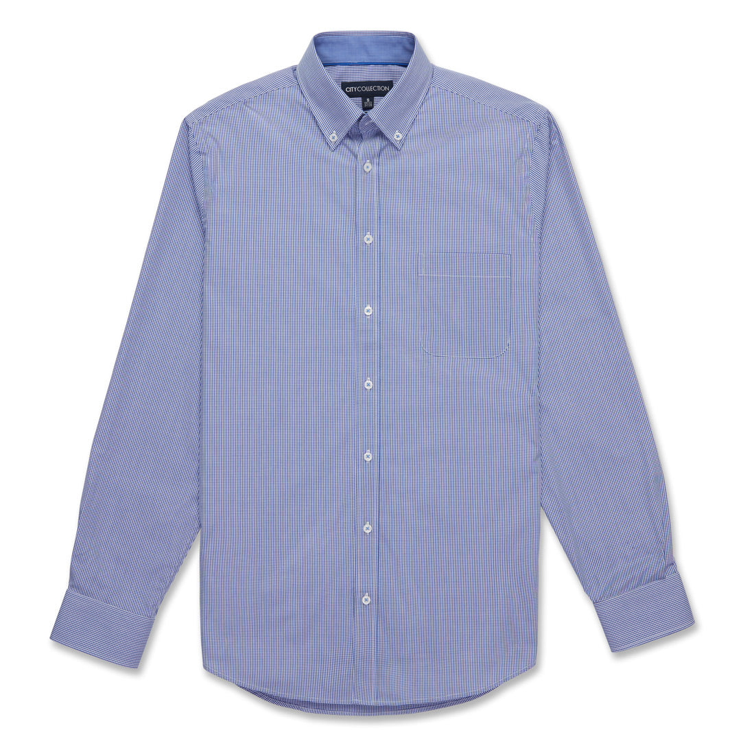 House of Uniforms The Pippa Check Shirt | Mens | Long Sleeve City Collection Cobalt Check