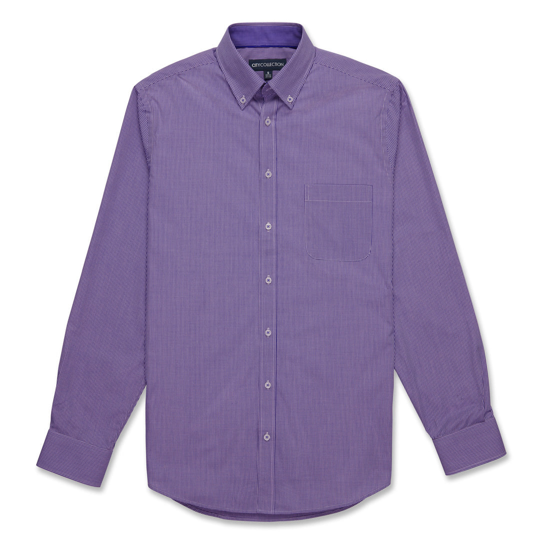 House of Uniforms The Pippa Check Shirt | Mens | Long Sleeve City Collection Grape Check