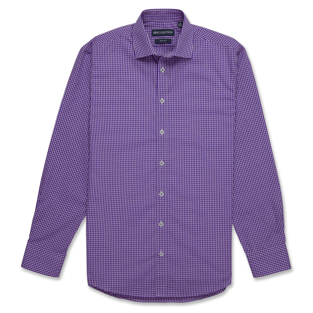House of Uniforms The So Ezy | Mens | Long Sleeve City Collection Grape Check