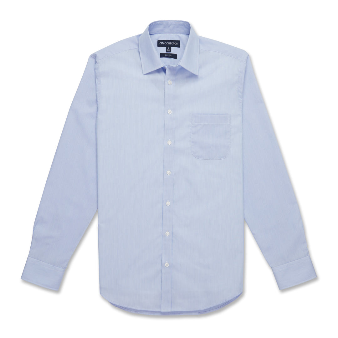 House of Uniforms The Pin Feather Shirt | Mens | Long Sleeve City Collection Blue Stripe