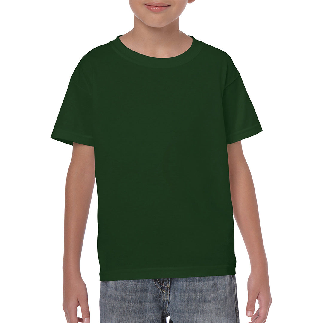House of Uniforms The Heavy Cotton Tee | Youth | C2 Gildan Forest Green
