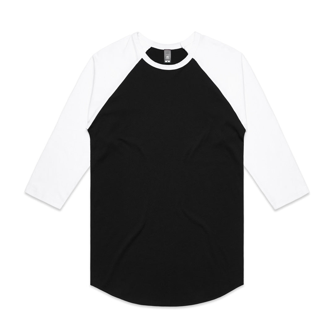 House of Uniforms The Raglan Tee | Mens | 3/4 Sleeve AS Colour Black/White