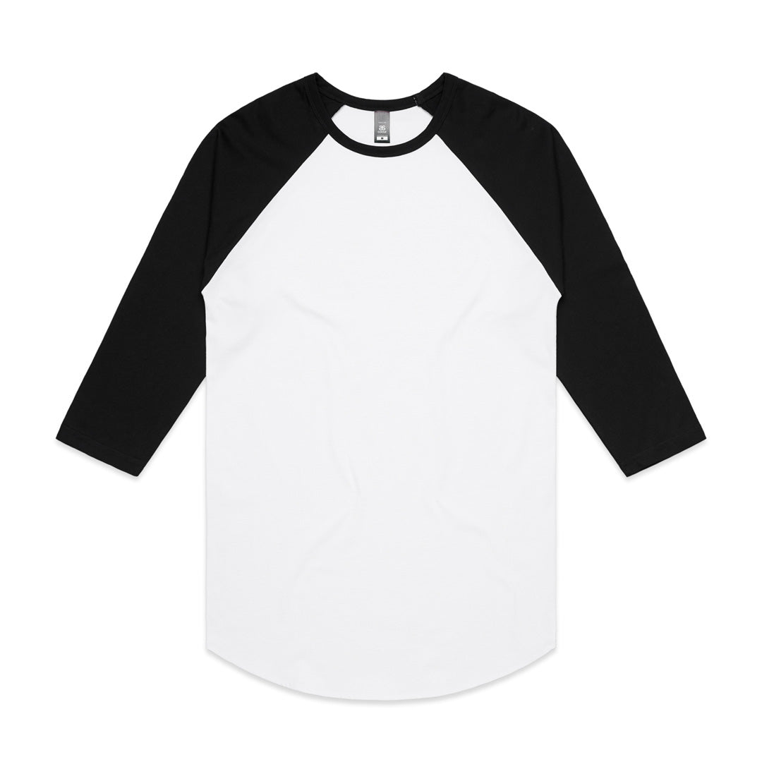 House of Uniforms The Raglan Tee | Mens | 3/4 Sleeve AS Colour White/Black