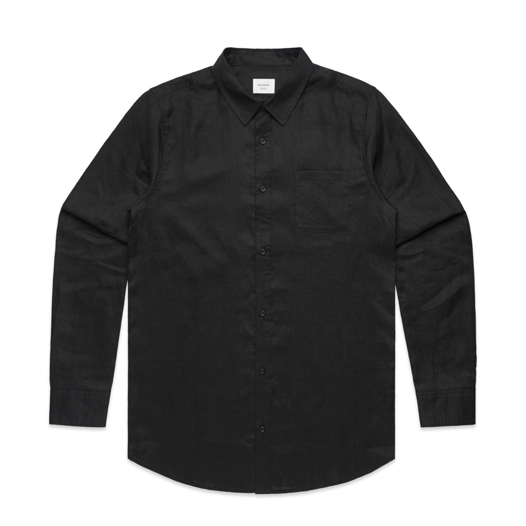House of Uniforms The Linen Shirt | Mens | Long Sleeve AS Colour Black