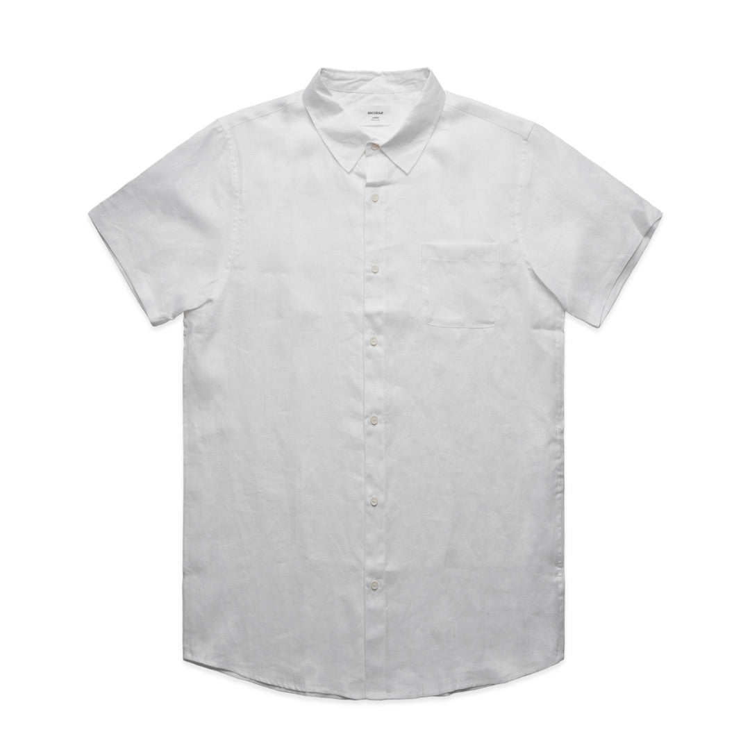 House of Uniforms The Linen Shirt | Mens | Short Sleeve AS Colour White