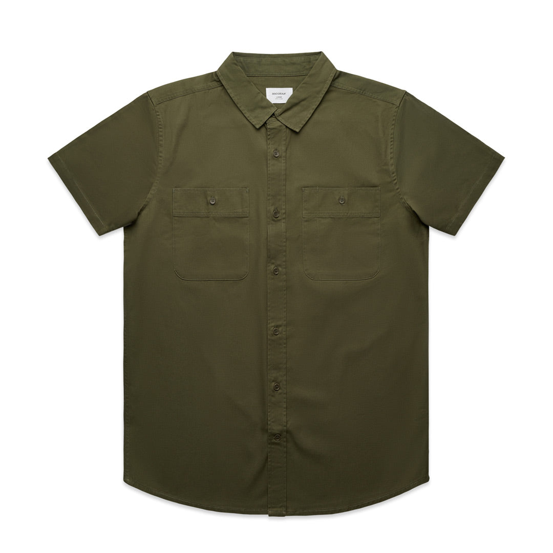 House of Uniforms The Drill Work Shirt | Mens | Short Sleeve AS Colour Army