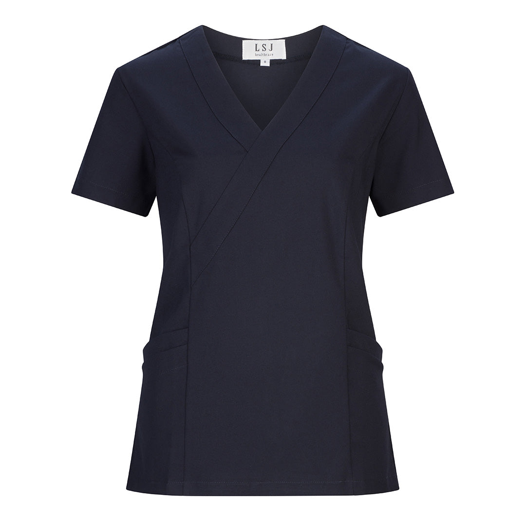 House of Uniforms The Mock Wrap Scrub Top | Ladies LSJ Collection Navy