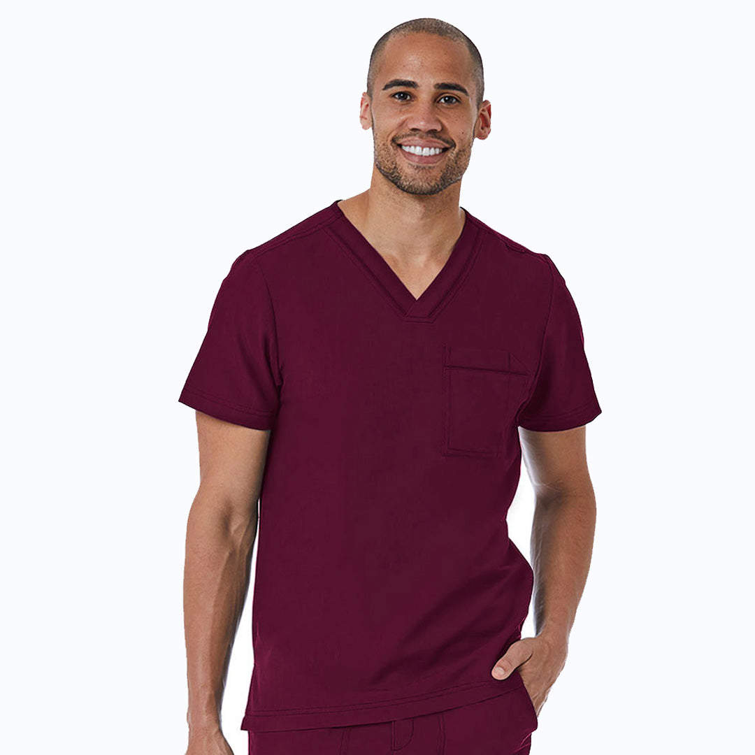 House of Uniforms The Matrix Pro Contrast Piping Scrub Top | Mens Maevn Wine
