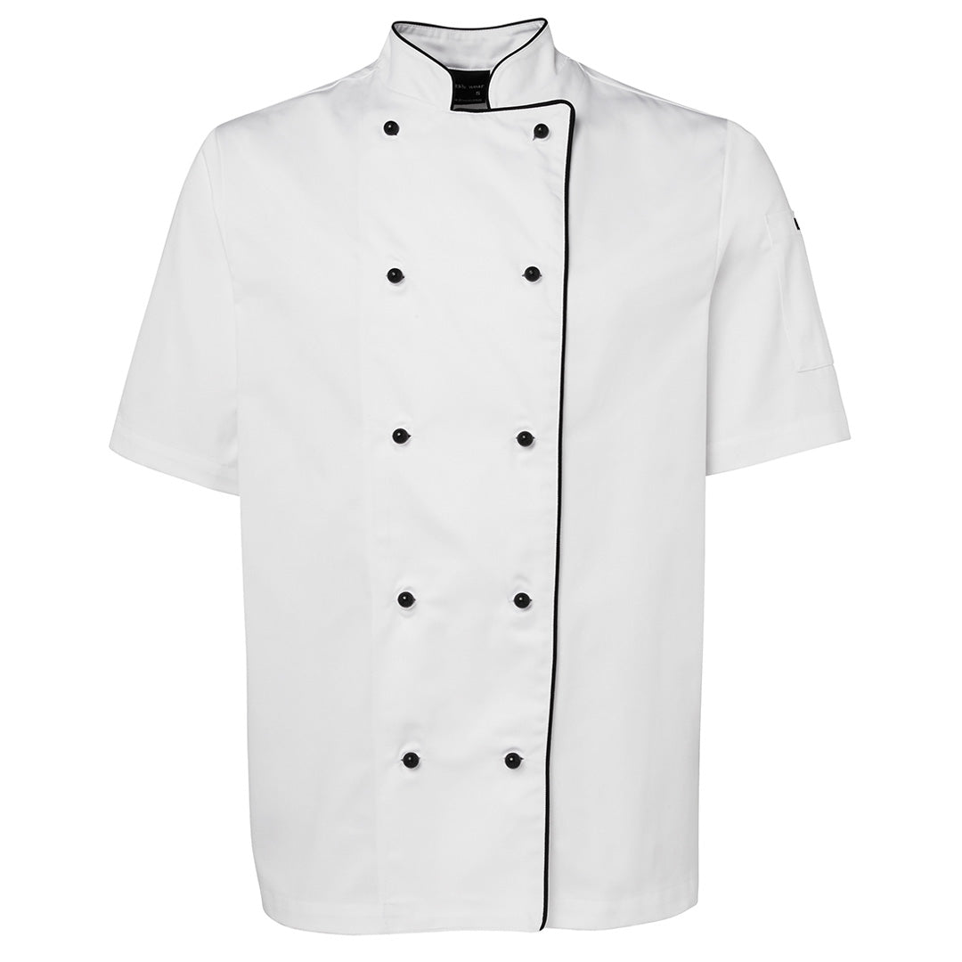 Adults Chef Jacket | Short Sleeve | White/Black