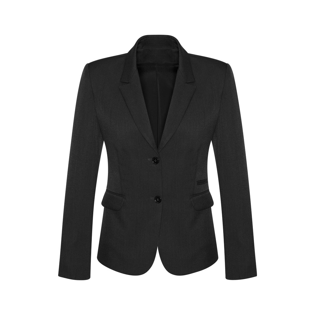House of Uniforms The Cool Stretch 2 Button Jacket | Ladies | Mid Length Biz Corporates Black