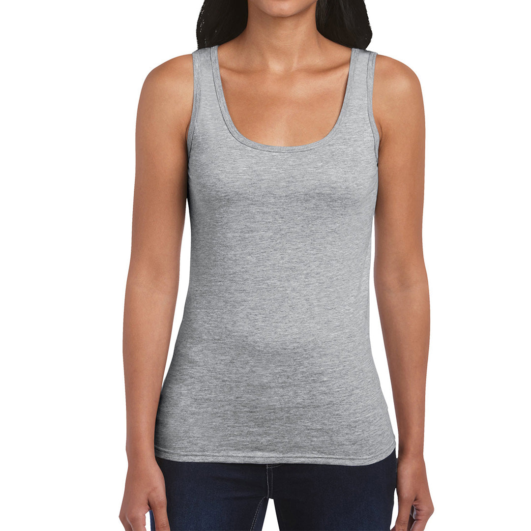 House of Uniforms The Softstyle Tank Top | Ladies Gildan Grey Marle