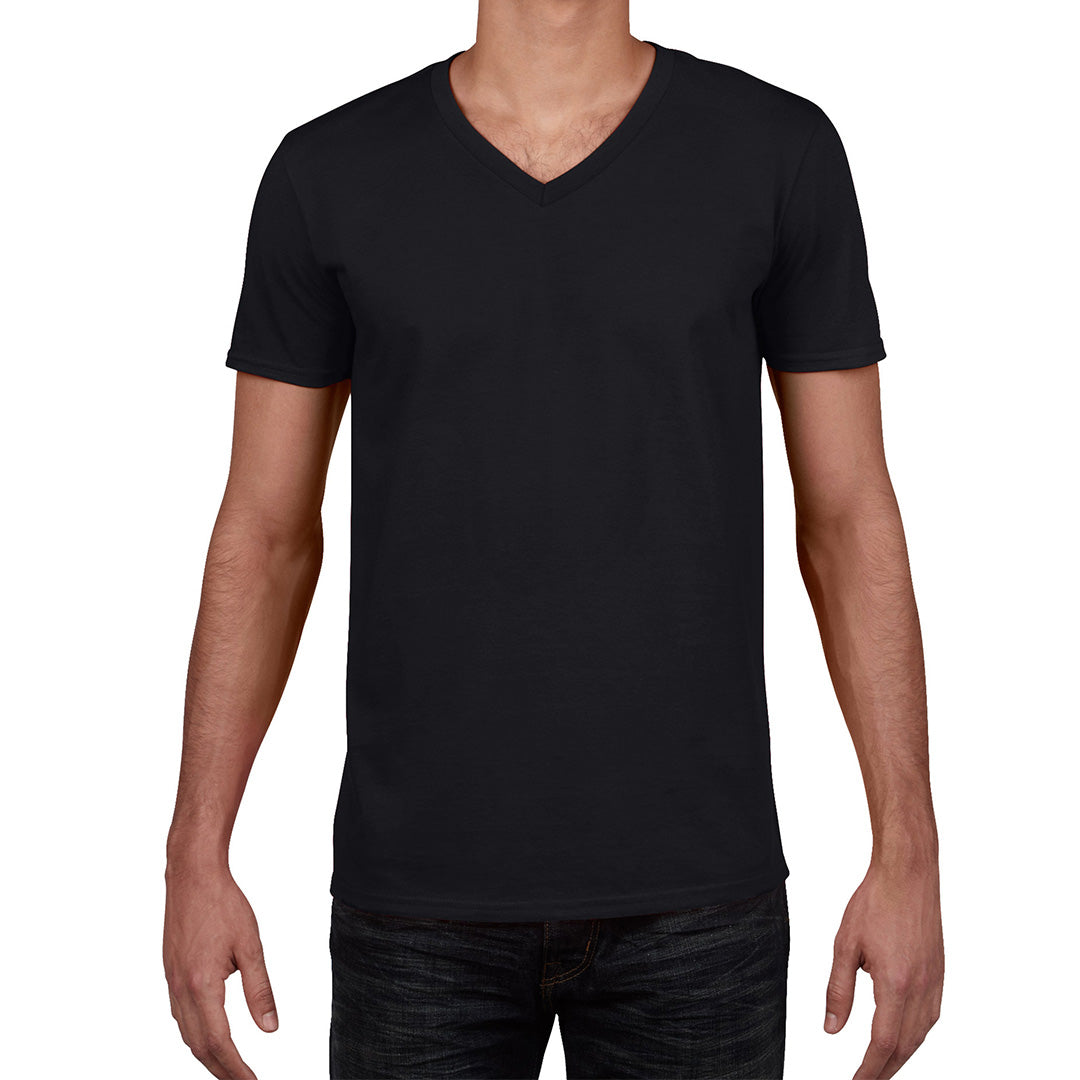 House of Uniforms The Softstyle V-Neck Tee | Adults Gildan Black