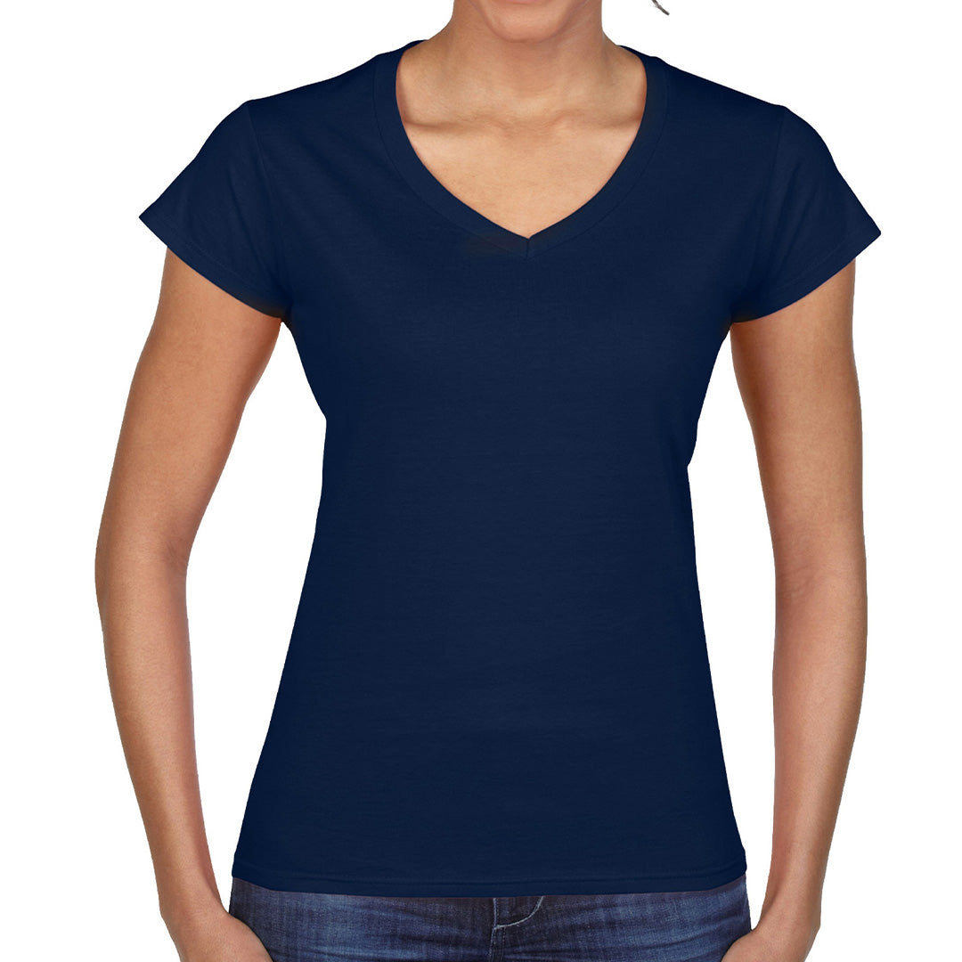 House of Uniforms The Softstyle V-Neck Tee | Ladies Gildan Navy