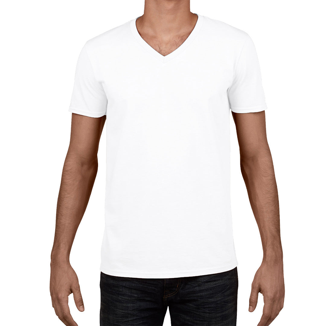 House of Uniforms The Softstyle V-Neck Tee | Adults Gildan White