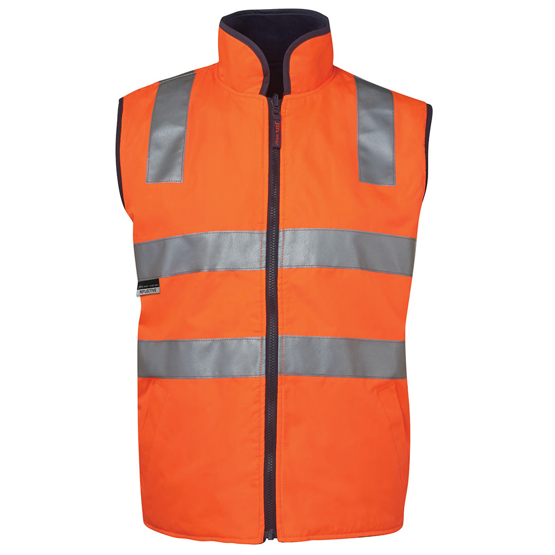 House of Uniforms The Hi Vis Reversible Vest | Day Night | Adults Jbs Wear Orange/Navy