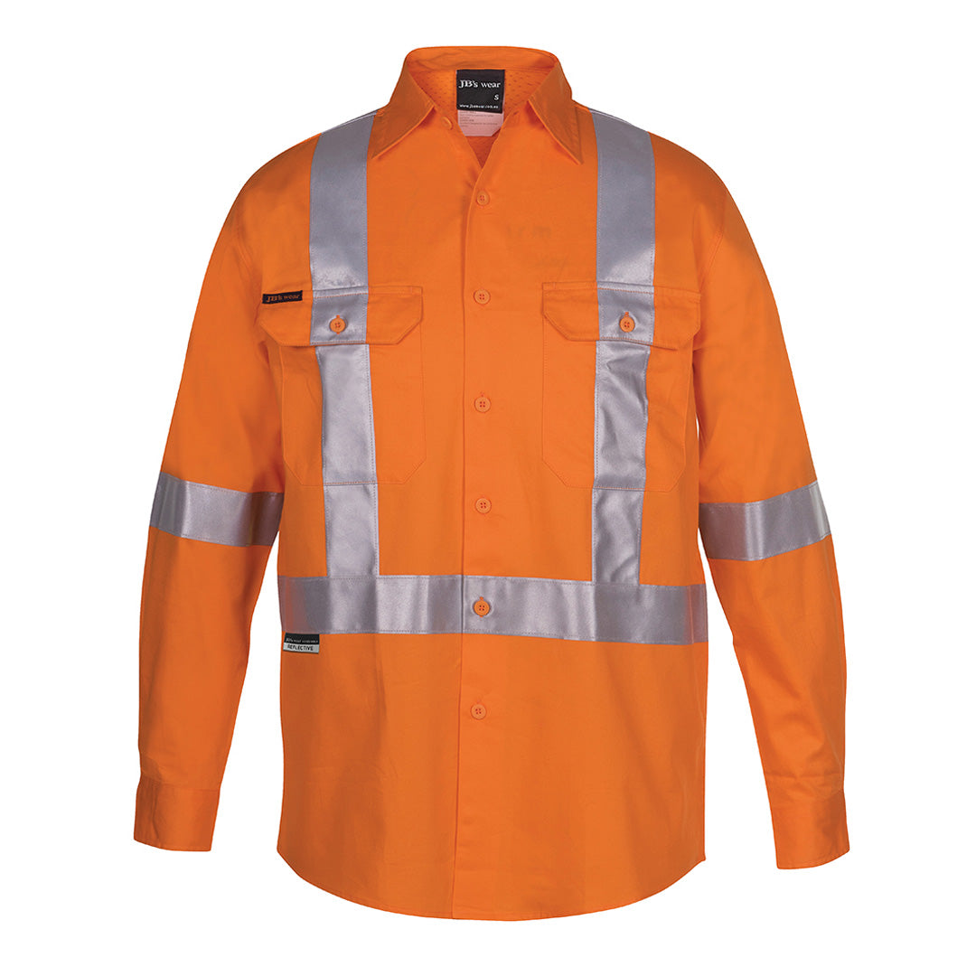 House of Uniforms The 150G Hi Vis Cross Back Day / Night Work Shirt | Long Sleeve | Adults Jbs Wear Orange