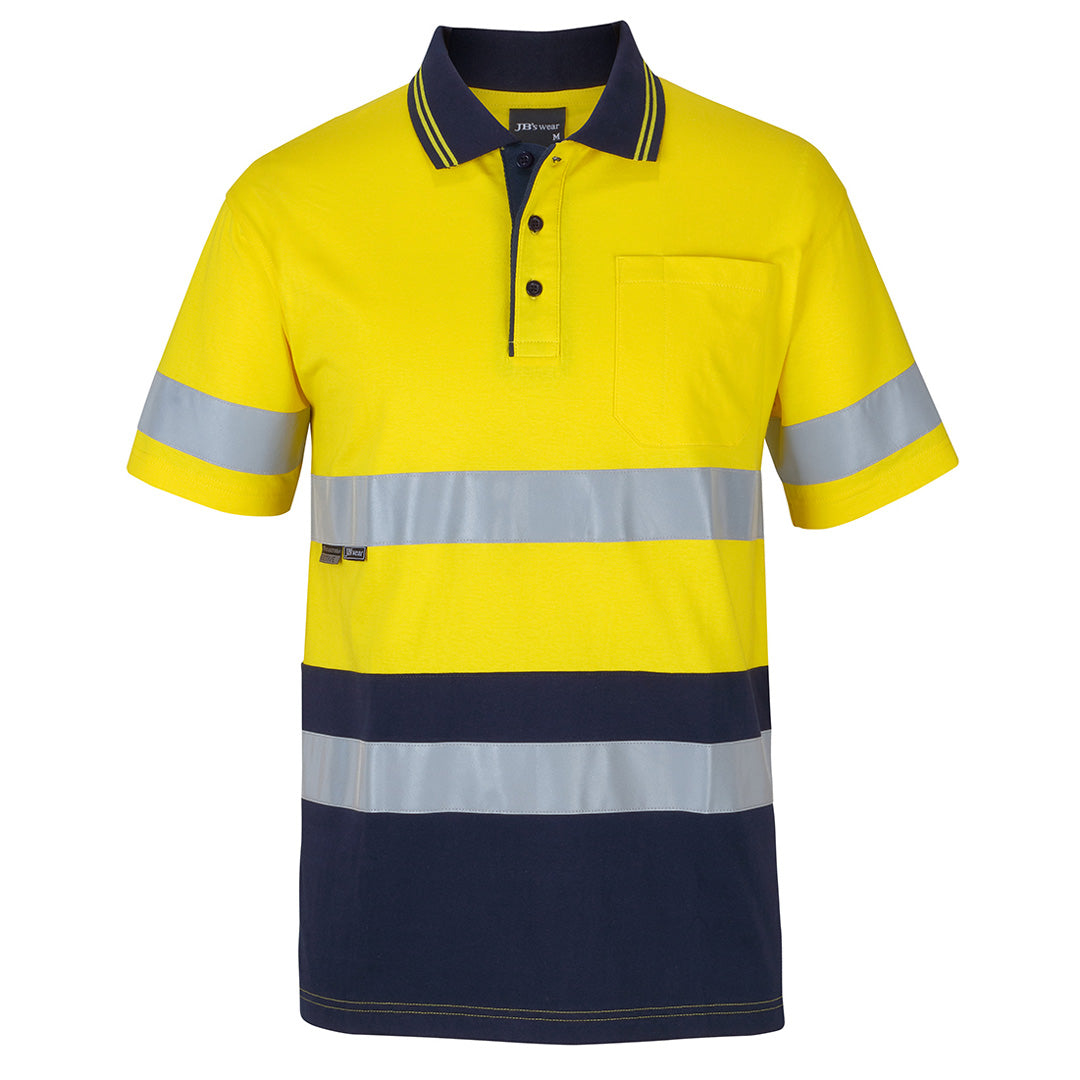 House of Uniforms The Day / Night Cotton Hi Vis Polo | Adults | Short Sleeve Jbs Wear Yellow/Navy
