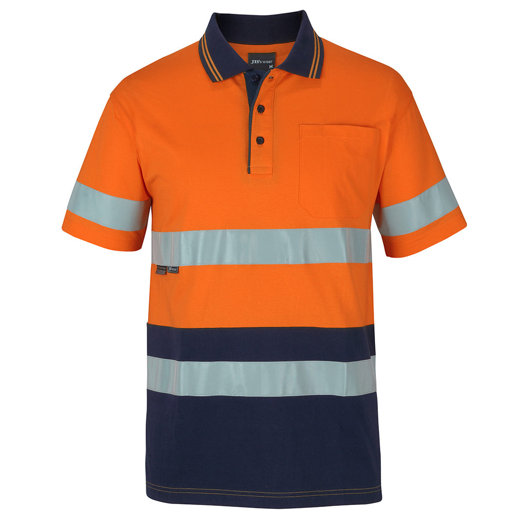 House of Uniforms The Day / Night Cotton Hi Vis Polo | Adults | Short Sleeve Jbs Wear Orange/Navy