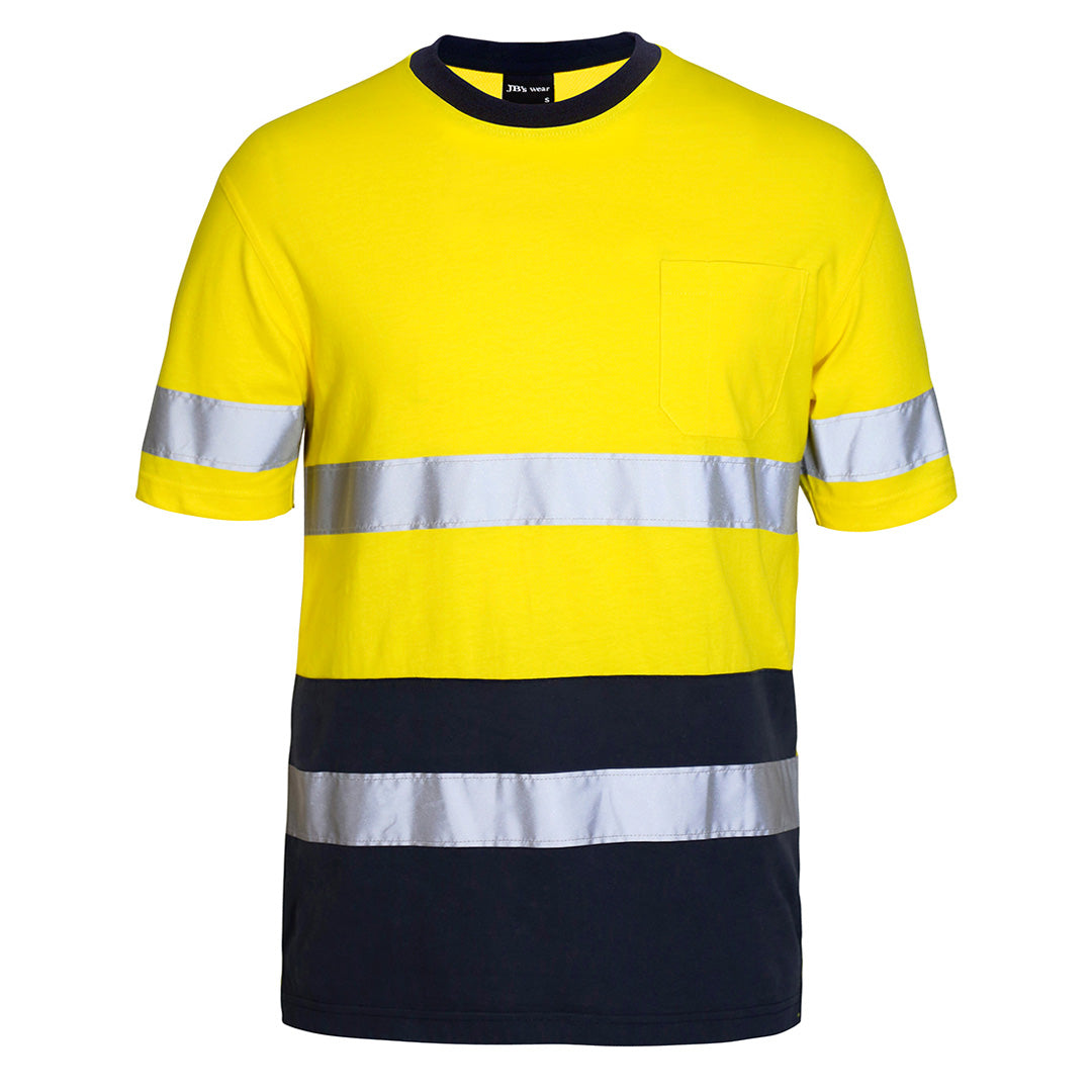 House of Uniforms The Hi Vis Day / Night Cotton Tee Shirt | Short Sleeve | Adults Jbs Wear Yellow/Navy