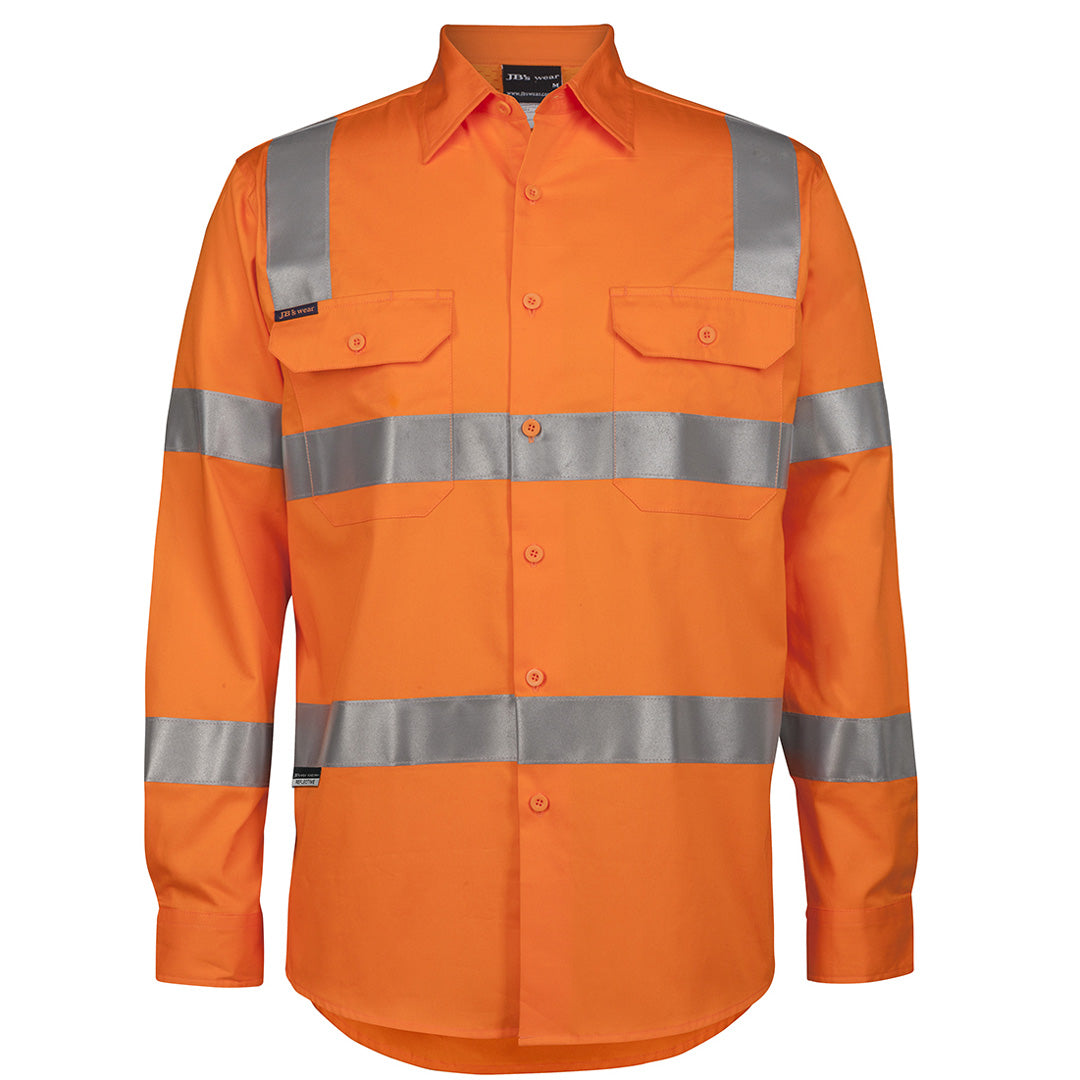 House of Uniforms The Hi Vis Day Night 150G Aust. Rail Shirt | Long Sleeve | Adults Jbs Wear Orange