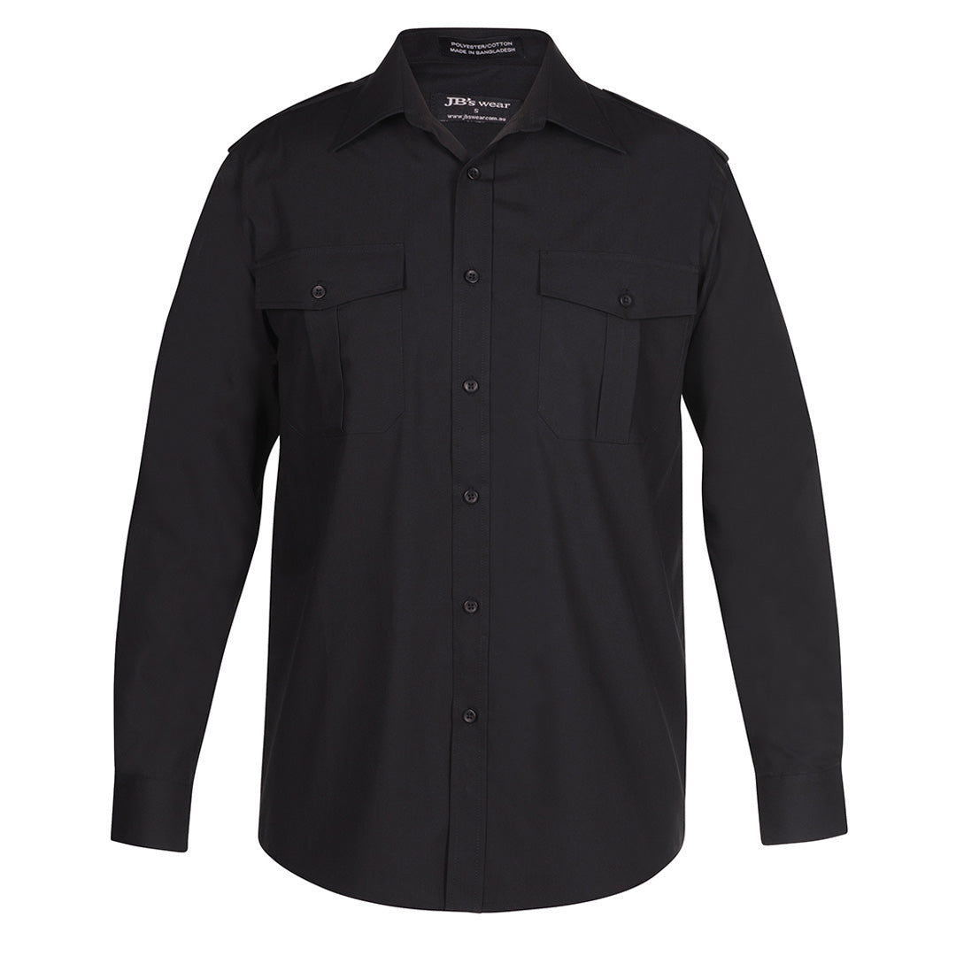 House of Uniforms The Epaulette Shirt | Short & Long Sleeve | Adults Jbs Wear Black
