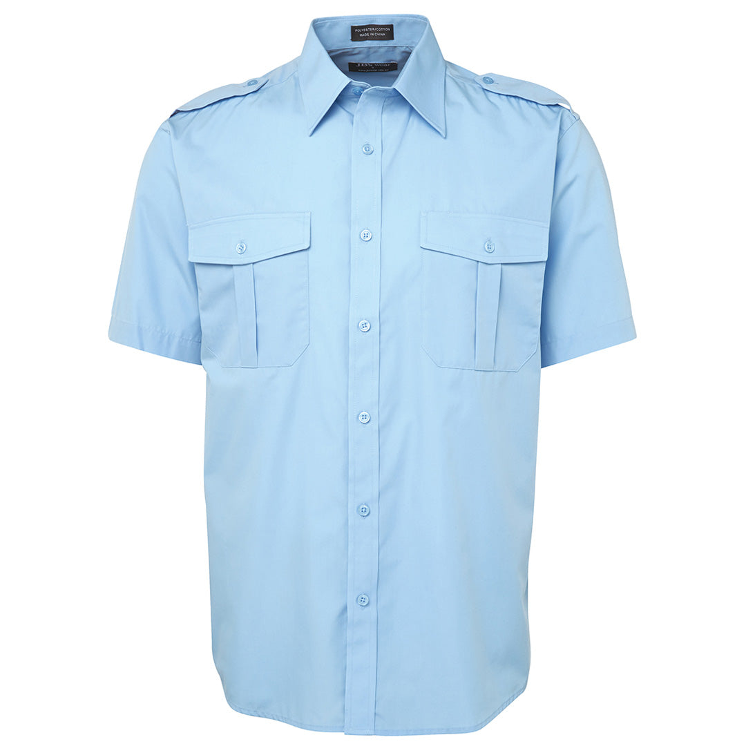 House of Uniforms The Epaulette Shirt | Short & Long Sleeve | Adults Jbs Wear Sky Blue