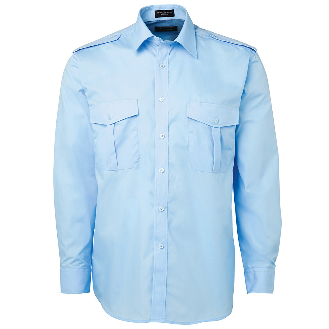 House of Uniforms The Epaulette Shirt | Short & Long Sleeve | Adults Jbs Wear Sky Blue