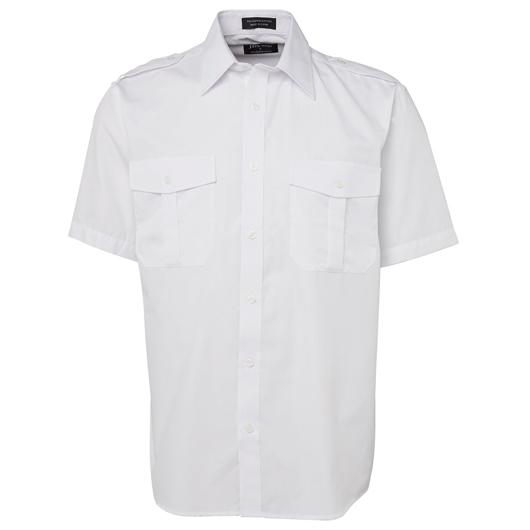 House of Uniforms The Epaulette Shirt | Short & Long Sleeve | Adults Jbs Wear White