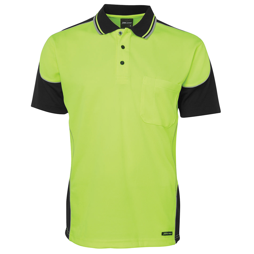 House of Uniforms The Contrast Piping Hi Vis Polo | Short Sleeve | Adults Jbs Wear Lime/Black