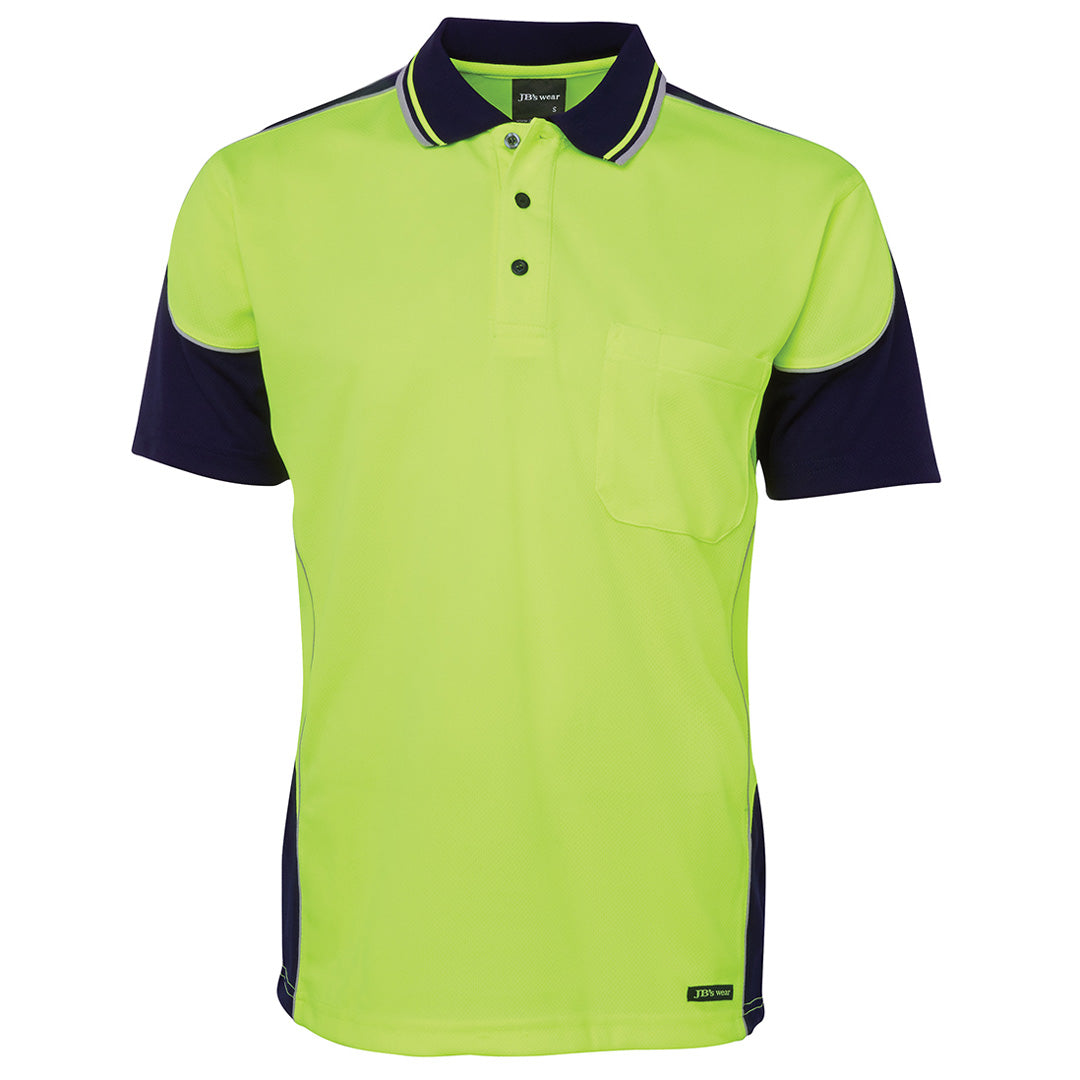 House of Uniforms The Contrast Piping Hi Vis Polo | Short Sleeve | Adults Jbs Wear Lime/Navy