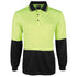 House of Uniforms The Jacquard Non Cuff Hi Vis Polo | Long Sleeve | Adults Jbs Wear Lime/Black