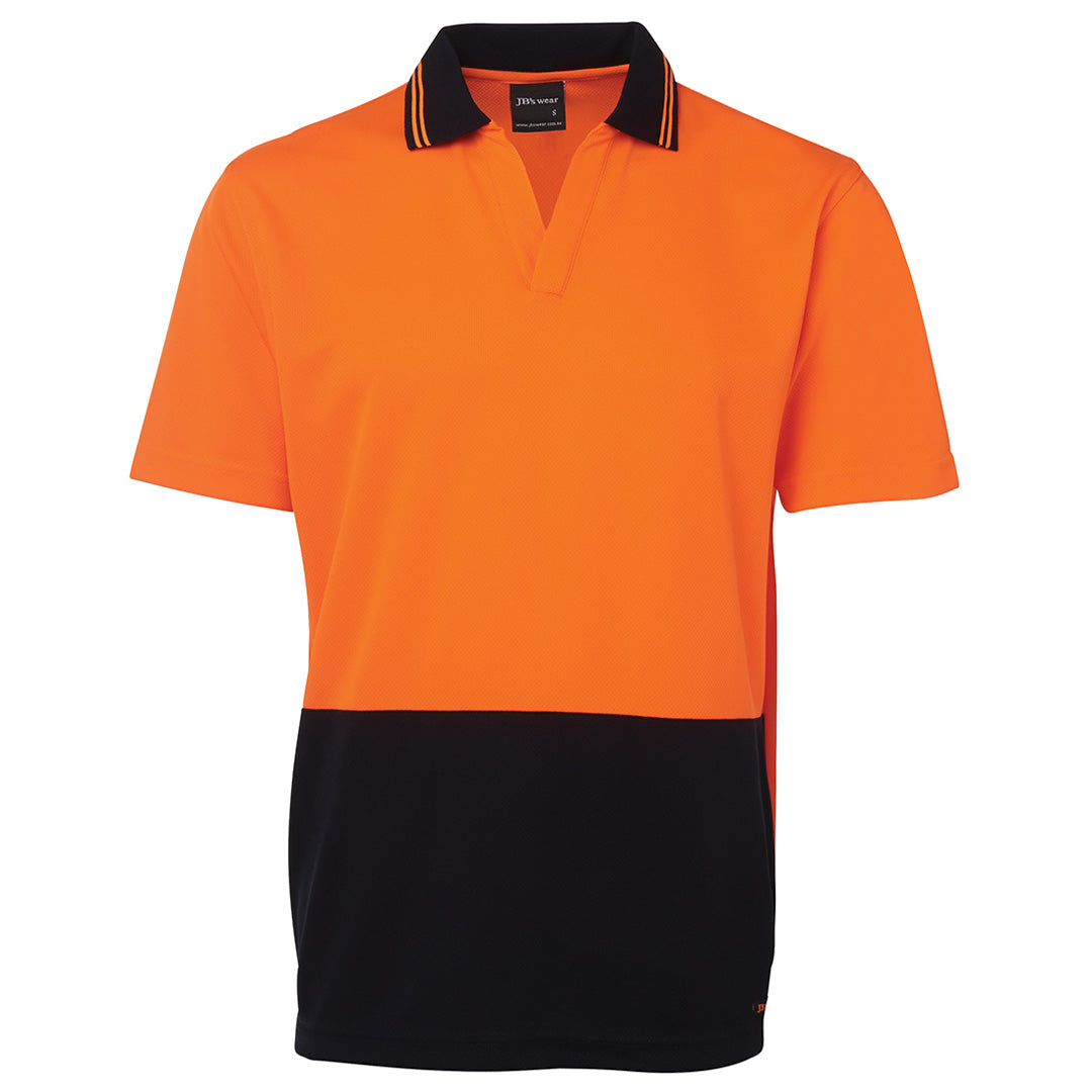 House of Uniforms The Hi Vis Non Button Polo | Short Sleeve | Adults Jbs Wear Orange/Navy