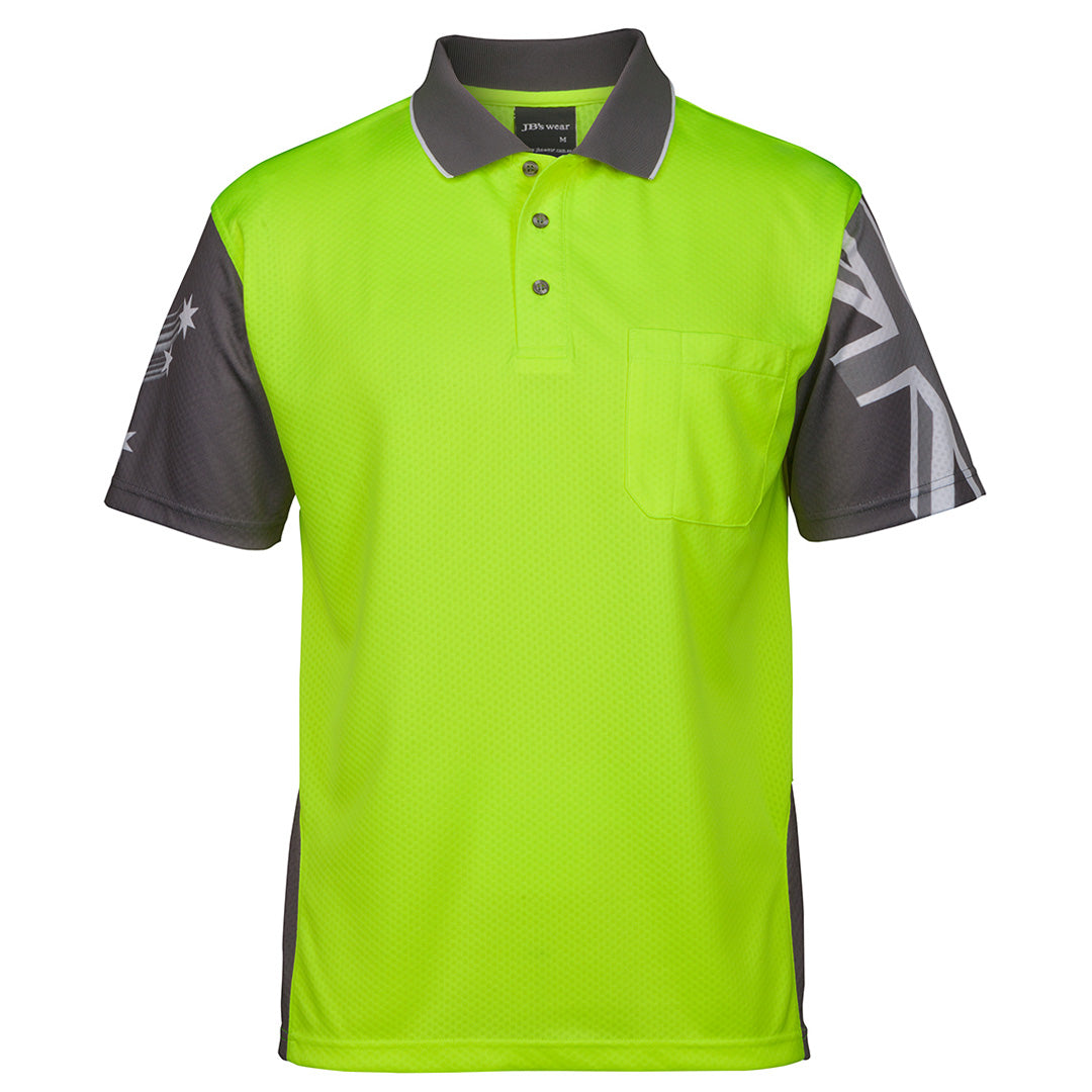 House of Uniforms The Southern Cross Hi Vis Polo | Short Sleeve | Adults Jbs Wear Lime/Charcoal