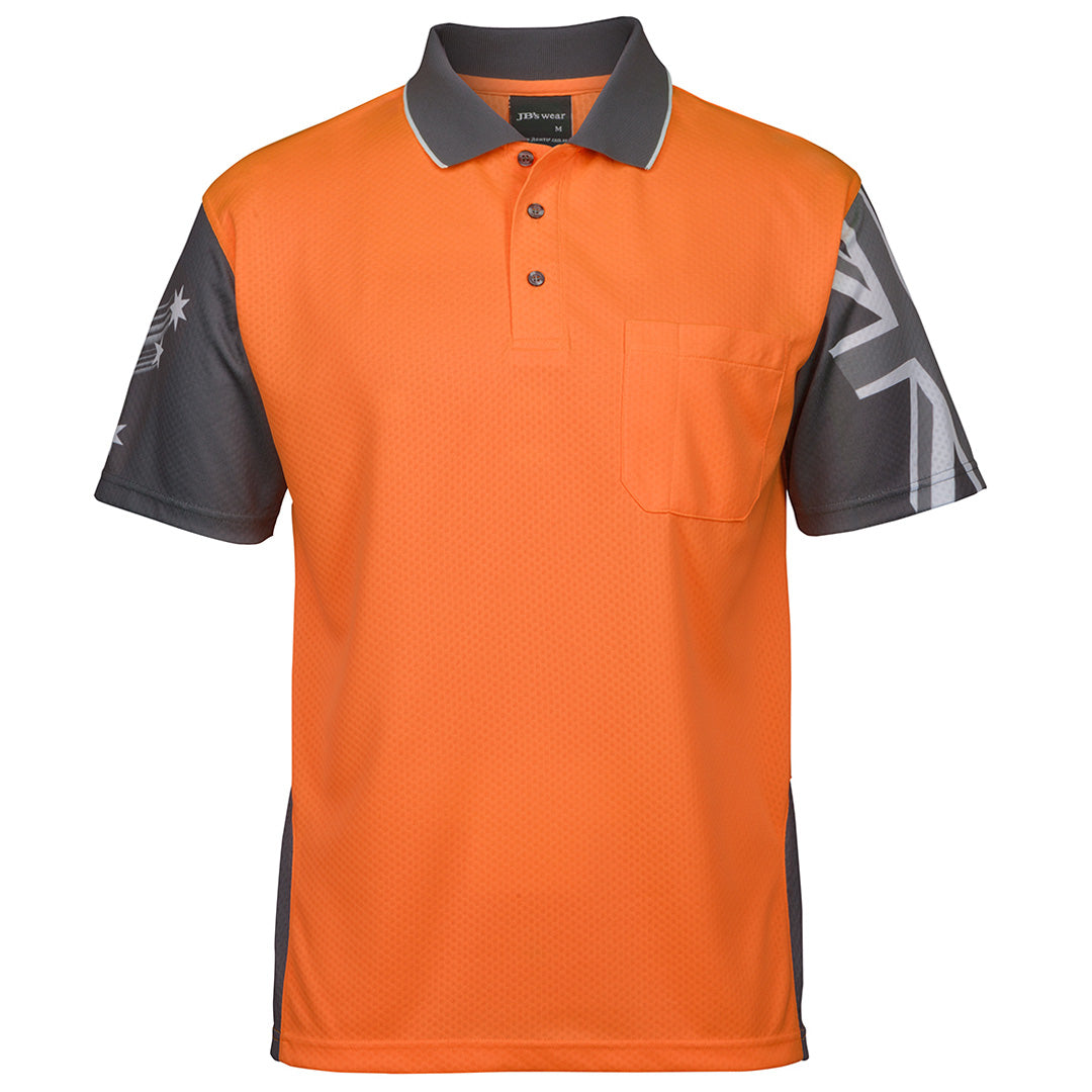 House of Uniforms The Southern Cross Hi Vis Polo | Short Sleeve | Adults Jbs Wear Orange/Charcoal