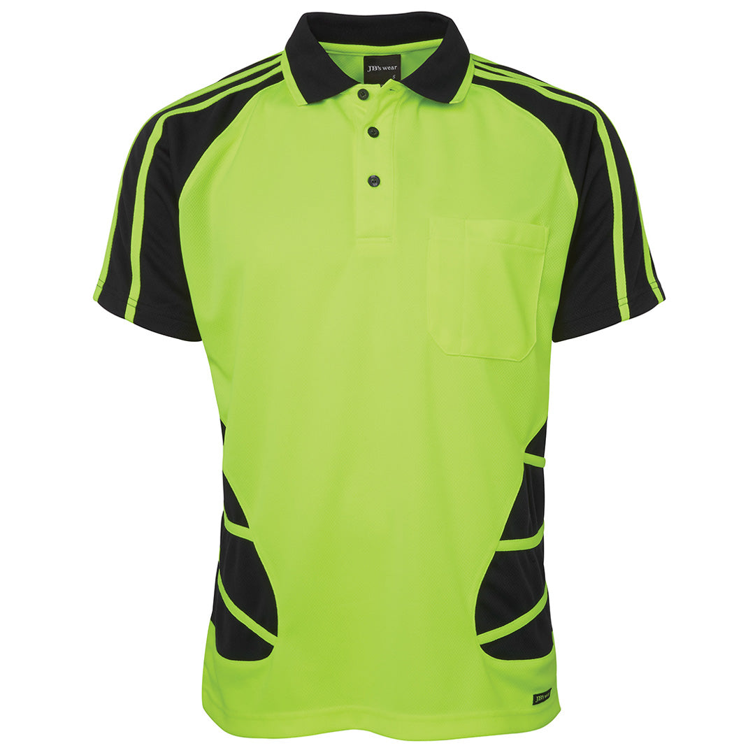 House of Uniforms The Hi Vis Spider Polo | Short Sleeve | Adults Jbs Wear Lime/Black