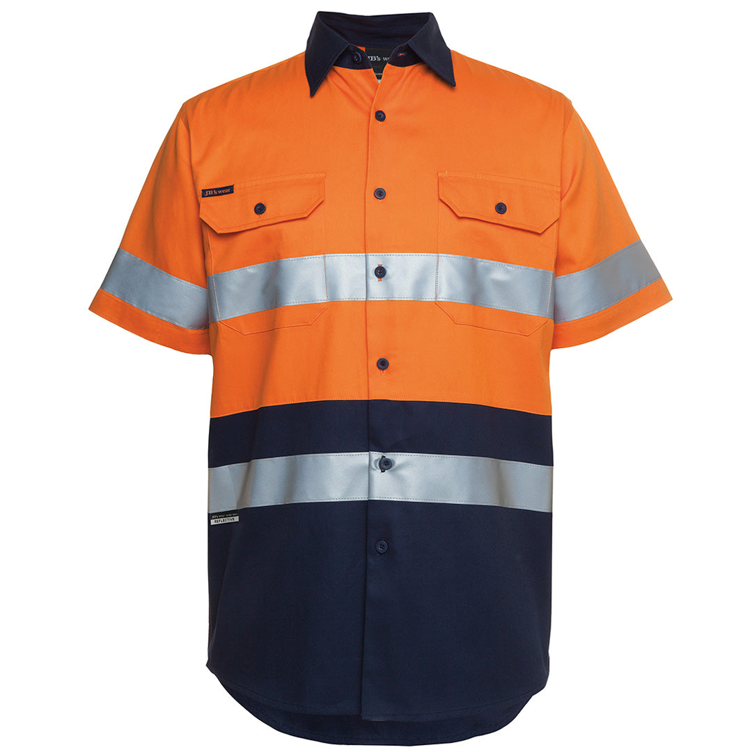 House of Uniforms The Hi Vis Day Night 190G Work Shirt | Short Sleeve | Adults Jbs Wear Orange/Navy